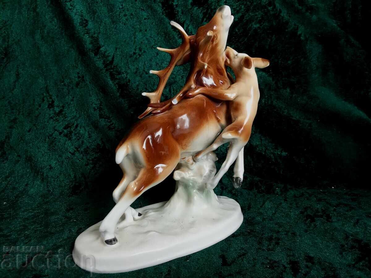 Porcelain figure deer figurine porcelain