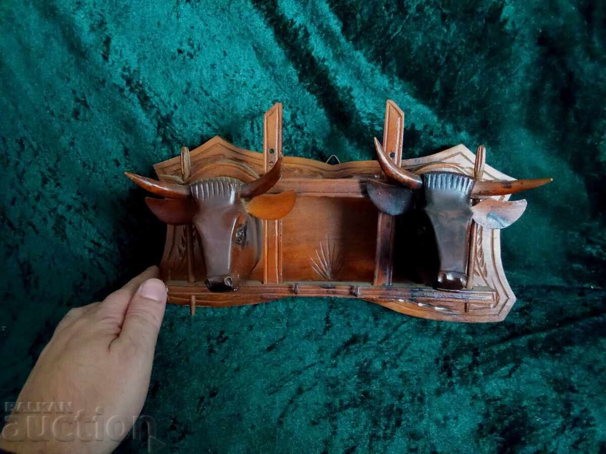 Key holder, wood carving, oxen - 6