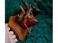 закачалка за ключове дърворезба волове