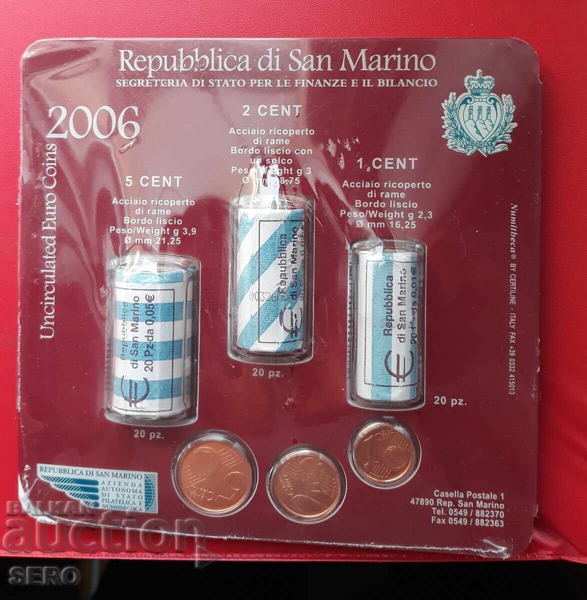 San Marino - Lot of 3 bank rolls/tubes/ 2006