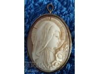 Стара медальон, брошка от слонова кост 2 в 1.