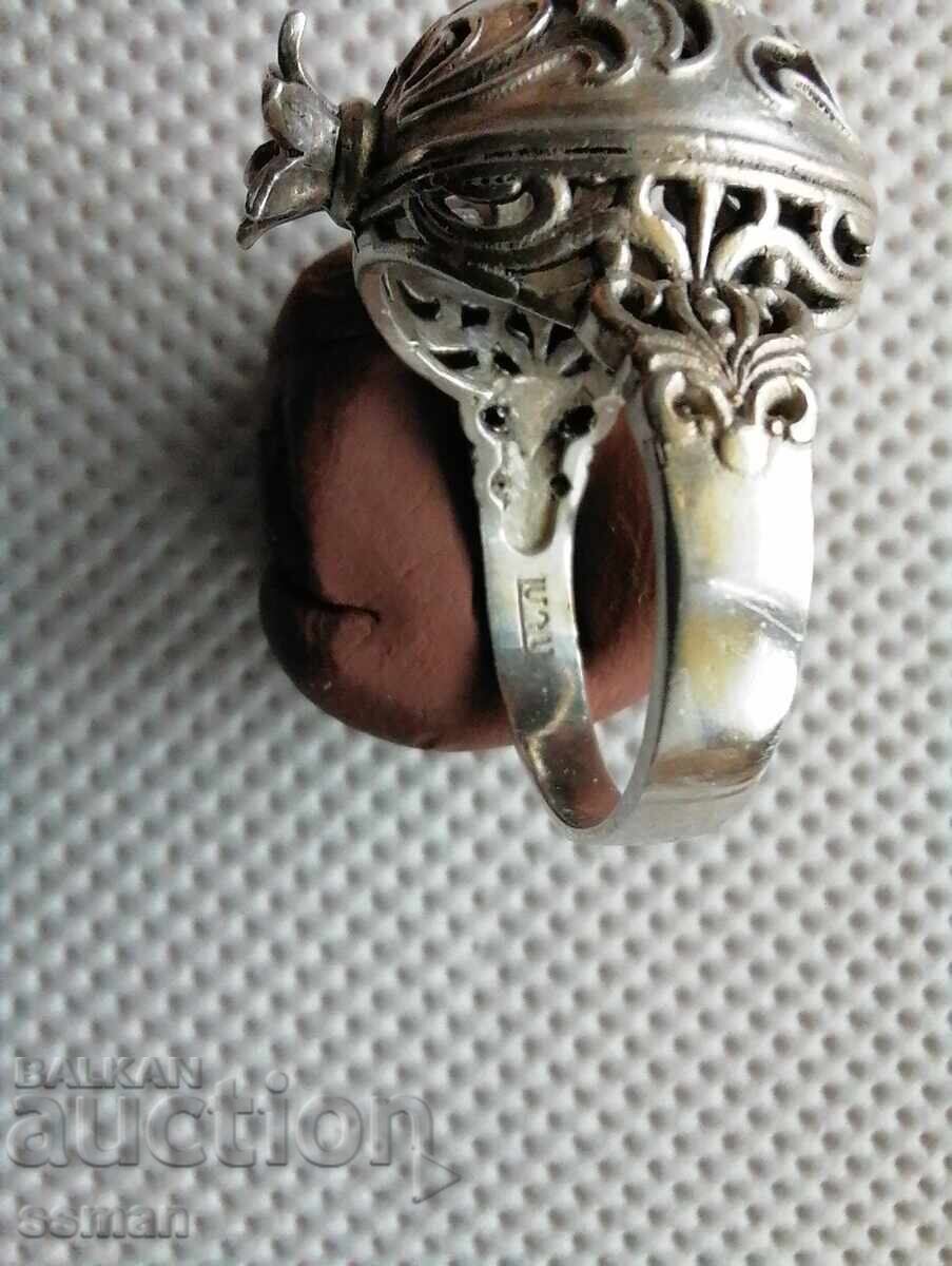 Unique Silver Men's Ring with Pomegranate and Garnets - 5