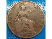 Marea Britanie 1 penny 1906 30mm bronz