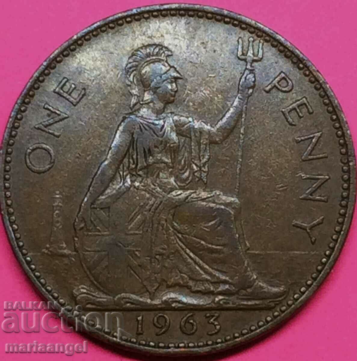Marea Britanie 1 penny 1963 30mm bronz