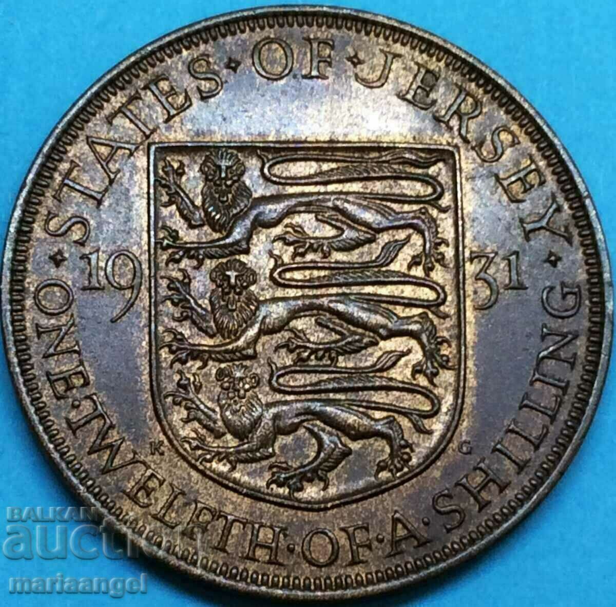 Jersey 1/12 Shilling 1931 George III 30mm Bronze with price 18.00 BGN | € 9.20 Jersey 1/12 Shilling 1931 George III 30mm Bronze with price 18.00 BGN | € 9.20