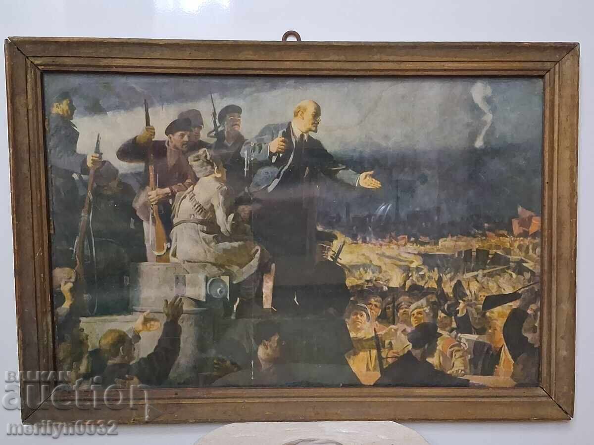 Πορτρέτο αναπαραγωγή ομαδικής σκηνής σε κορνίζα του ηγέτη Λένιν σν