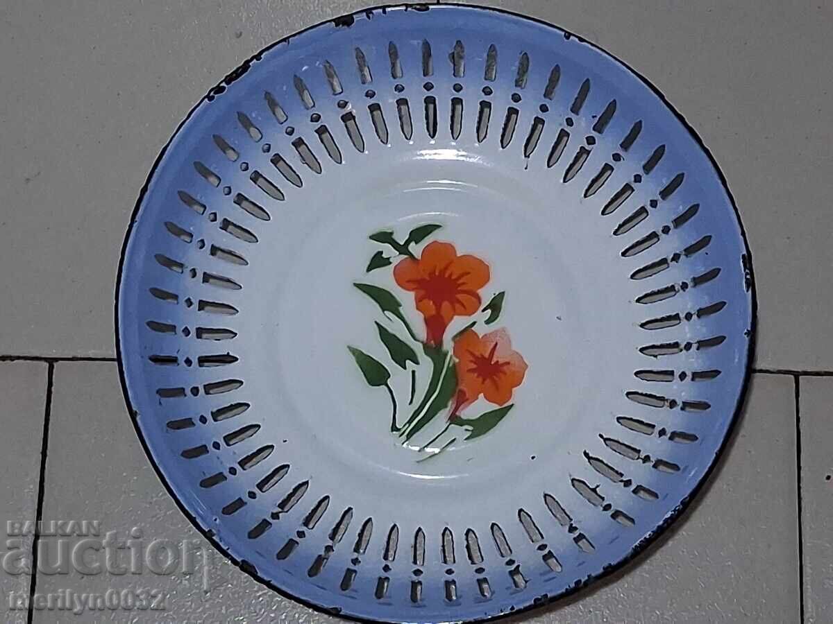 Δημοπρασία Παλιό πάνερ με σμάλτο, φρουτιέρα, εμαγιέ γλάστρα