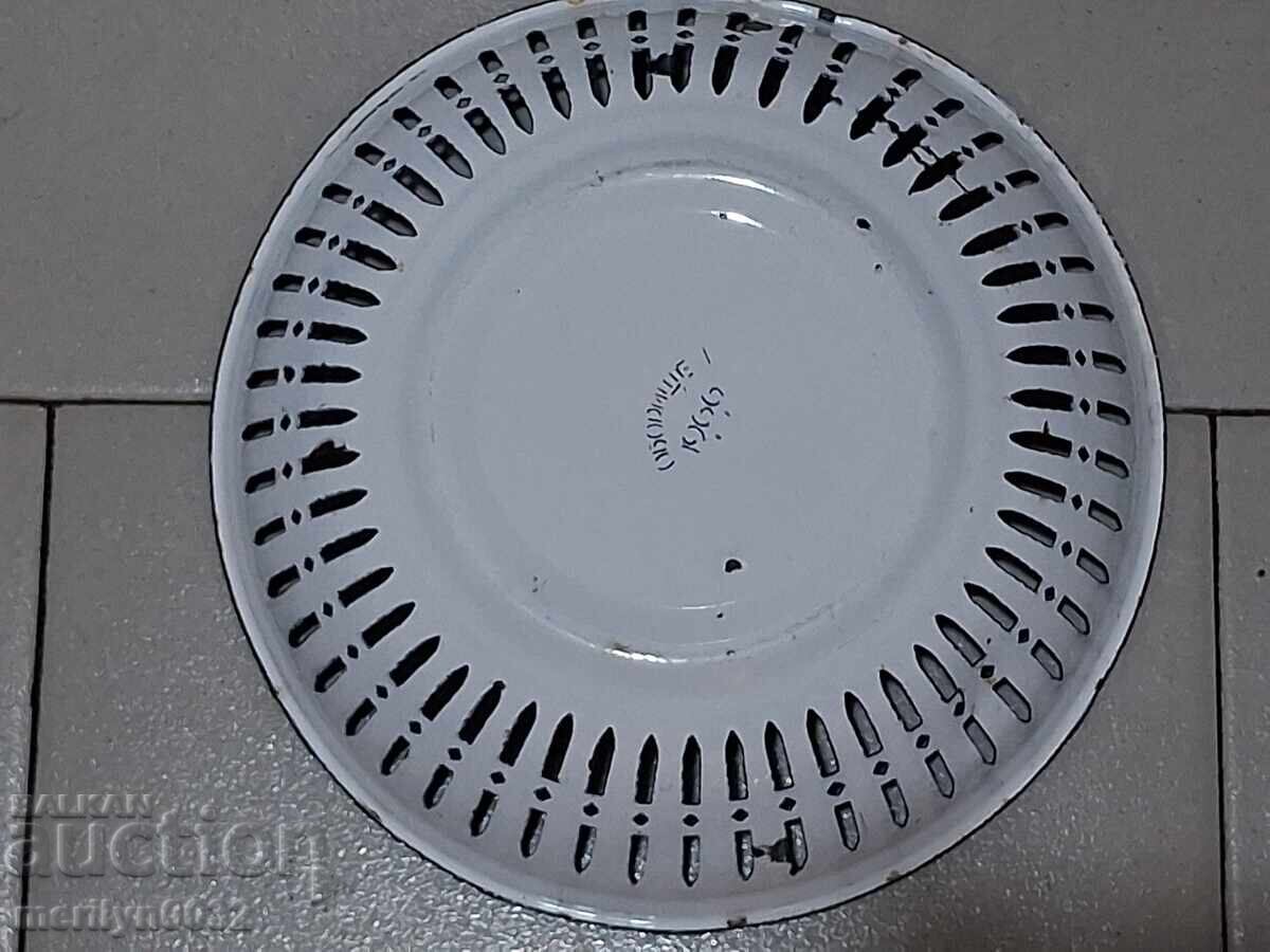 Παλιό πάνερ με σμάλτο, φρουτιέρα, εμαγιέ γλάστρα - 5