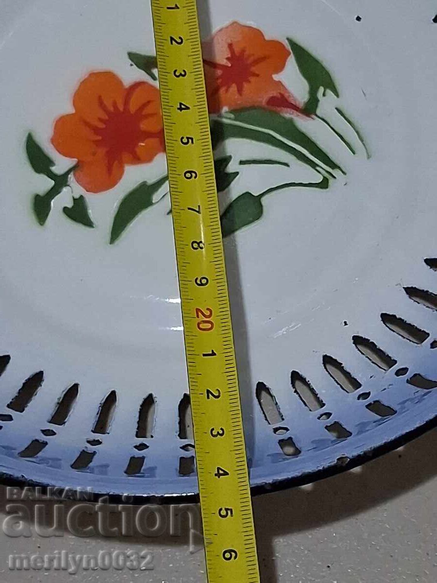 Παλιό πάνερ με σμάλτο, φρουτιέρα, εμαγιέ γλάστρα - 7