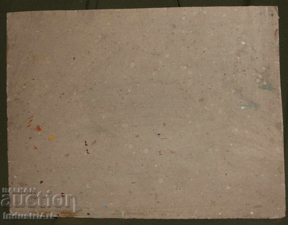 Old oil painting, genre scene, village landscape - 7