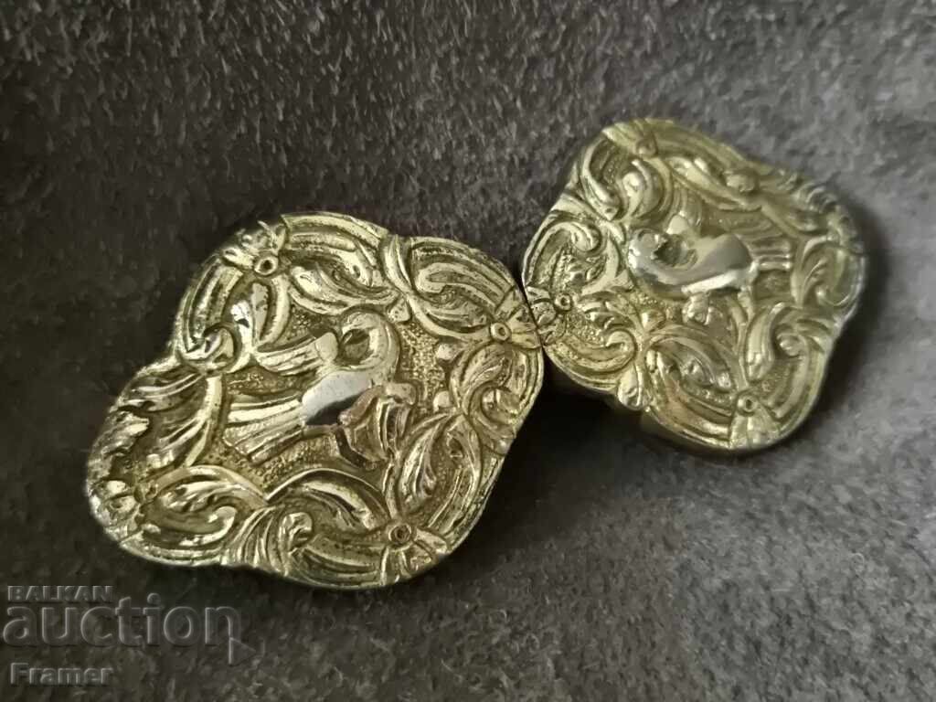 Auction Revivalist gilded authentic silver buckles (pafti) costume Auction Revivalist gilded authentic silver buckles (pafti) costume