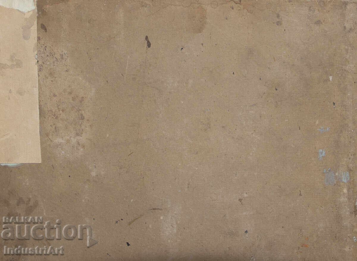 Παλιό μικρό ελαιογραφία, σκηνή καθημερινής ζωής - 6