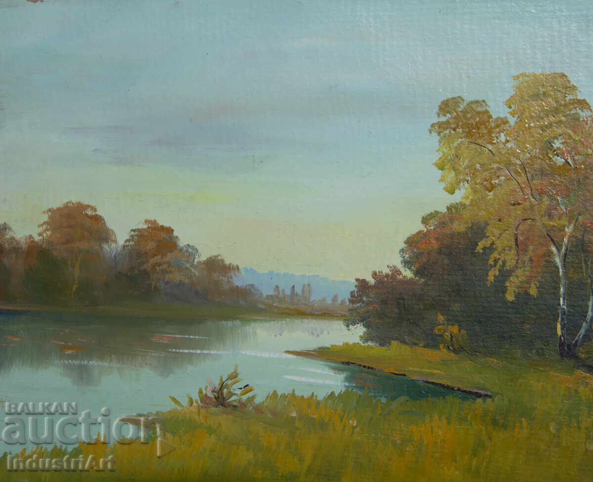 Delivery of Old oil painting spring landscape river