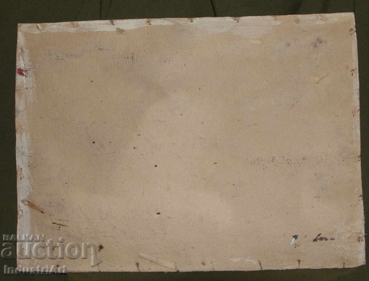 Old oil painting, genre scene, village landscape - 7