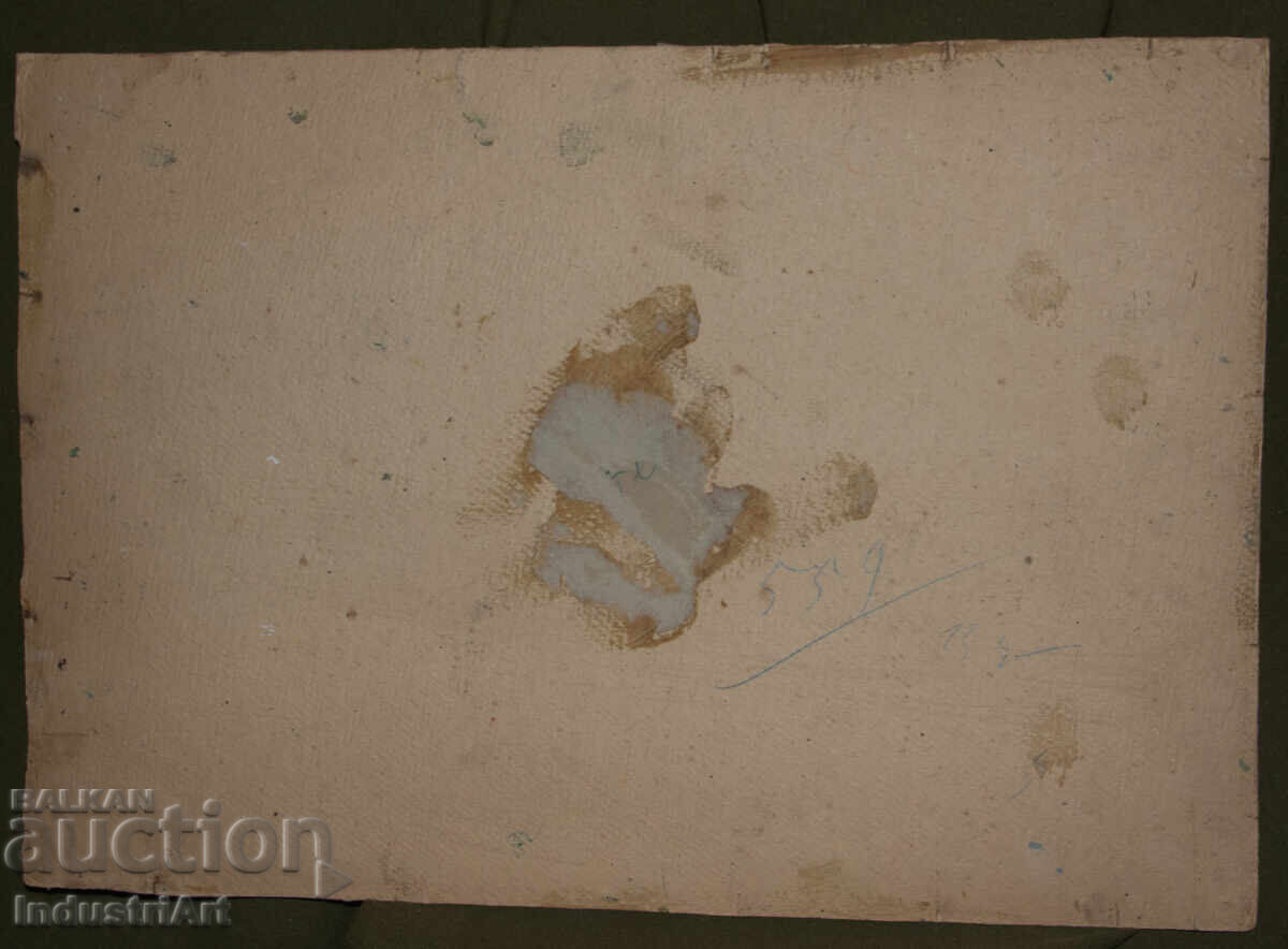 Old oil painting, genre scene, rural landscape, country road - 6