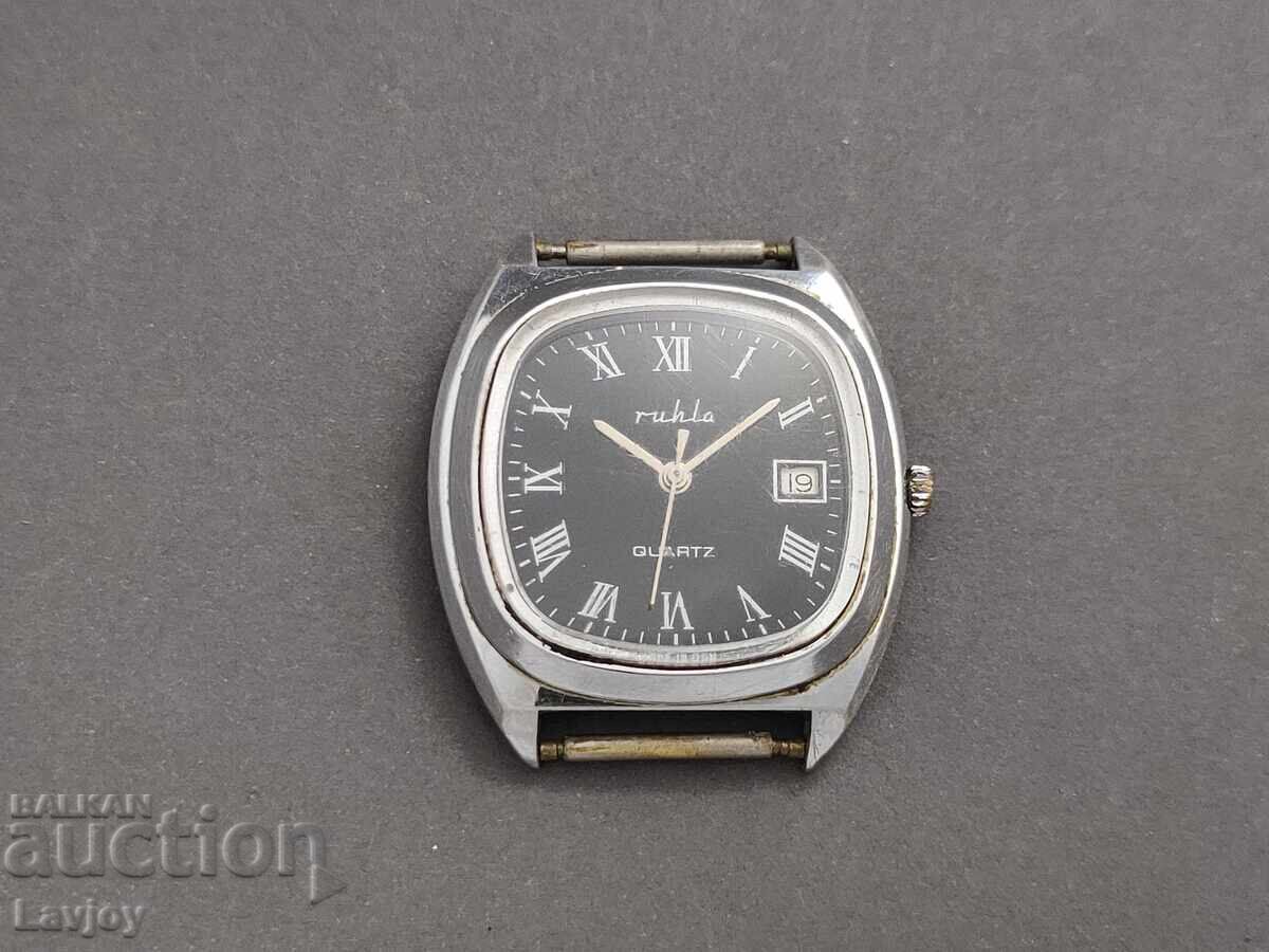Ruhla quartz черен циферблат