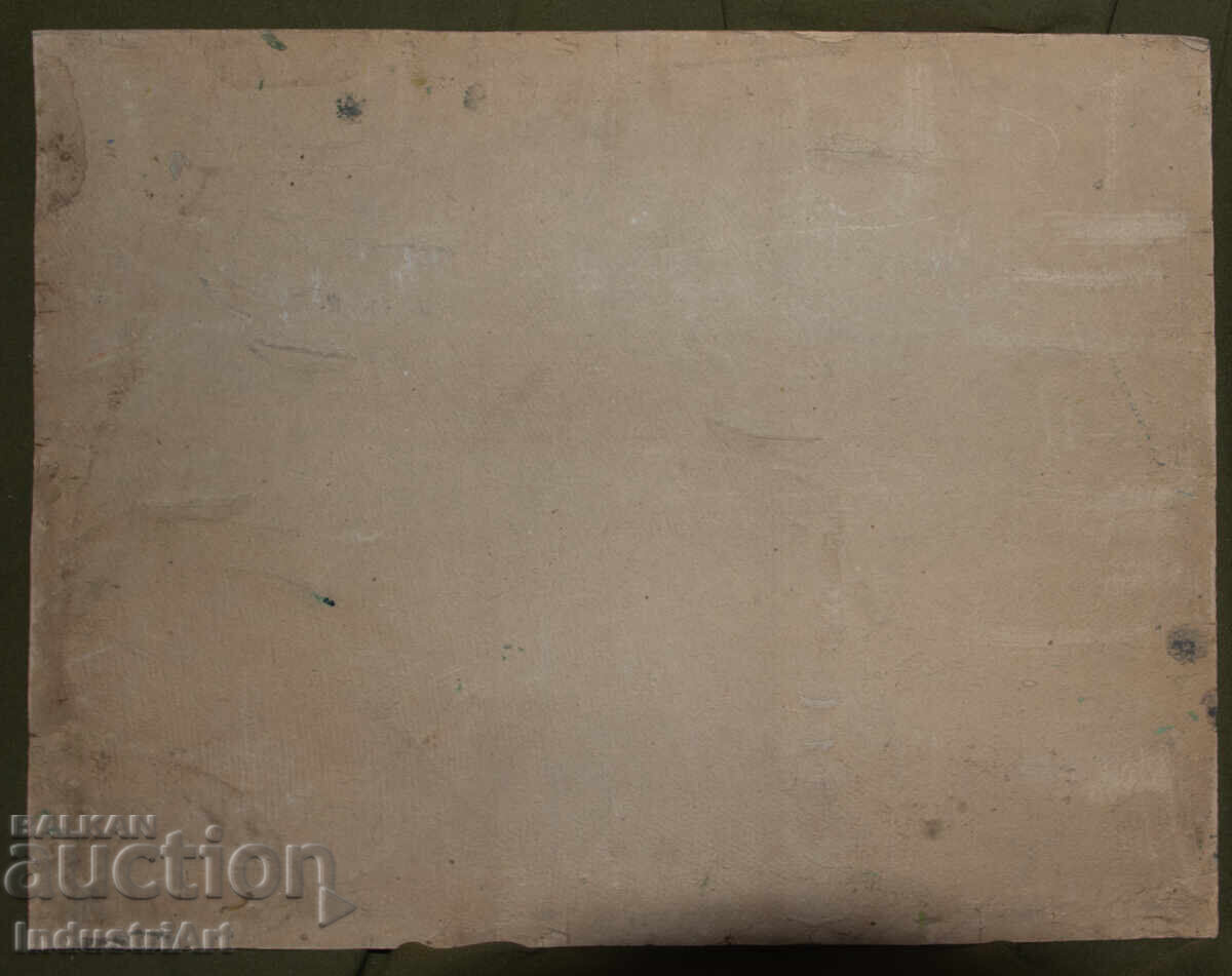 Old oil painting, genre scene, rural landscape, country road - 7