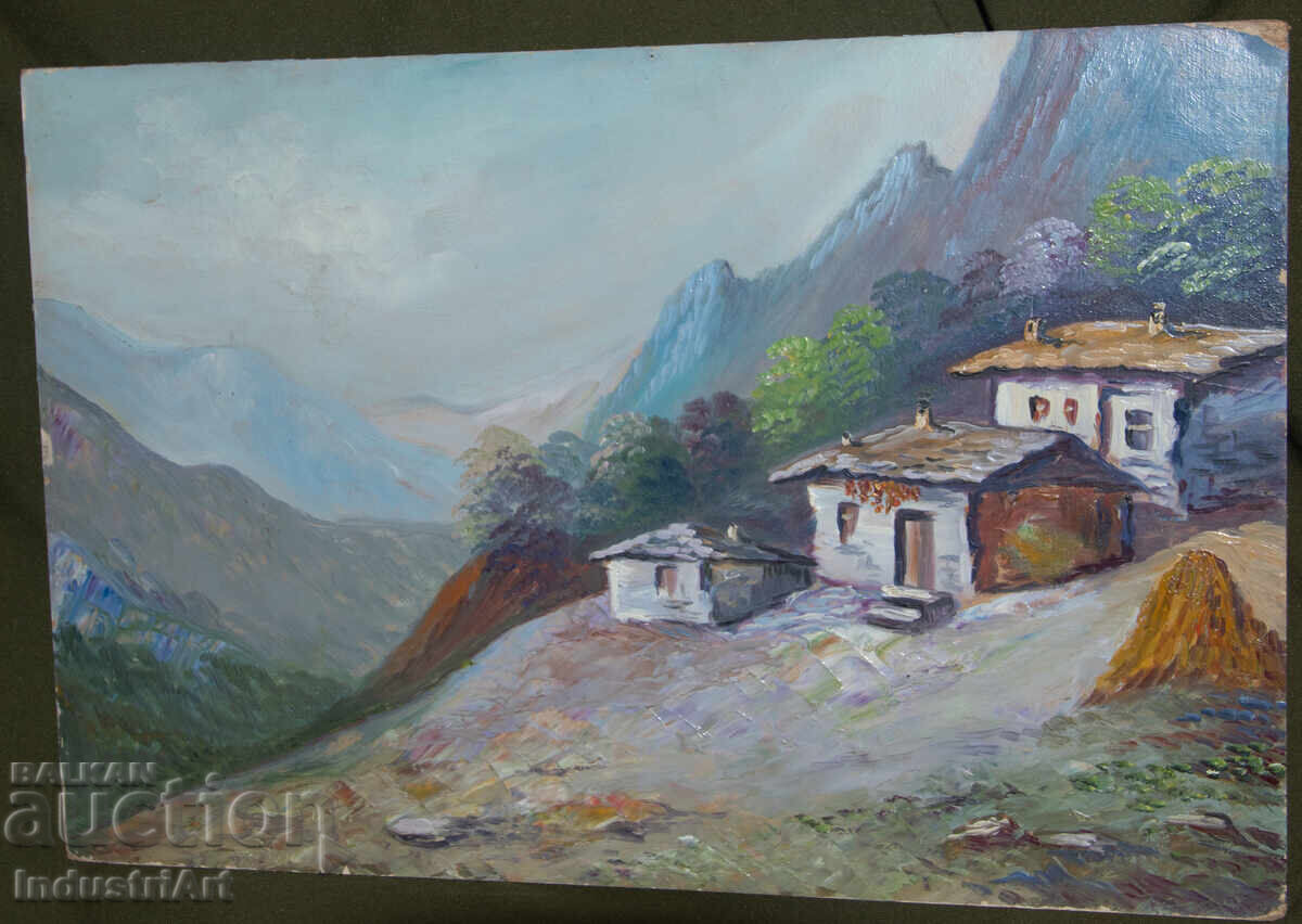 Old oil painting landscape mountain idyll with price 190.00 BGN | € 97.15