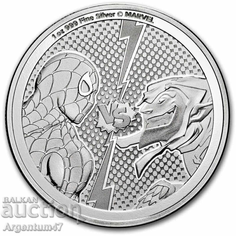 ΑΡΓΥΡΟΣ 1 OZ 2024 NIUE - SPIDER-MAN ΚΑΙ GOBLIN MARVEL ΑΡΓΥΡΟΣ 1 OZ 2024 NIUE - SPIDER-MAN ΚΑΙ GOBLIN MARVEL