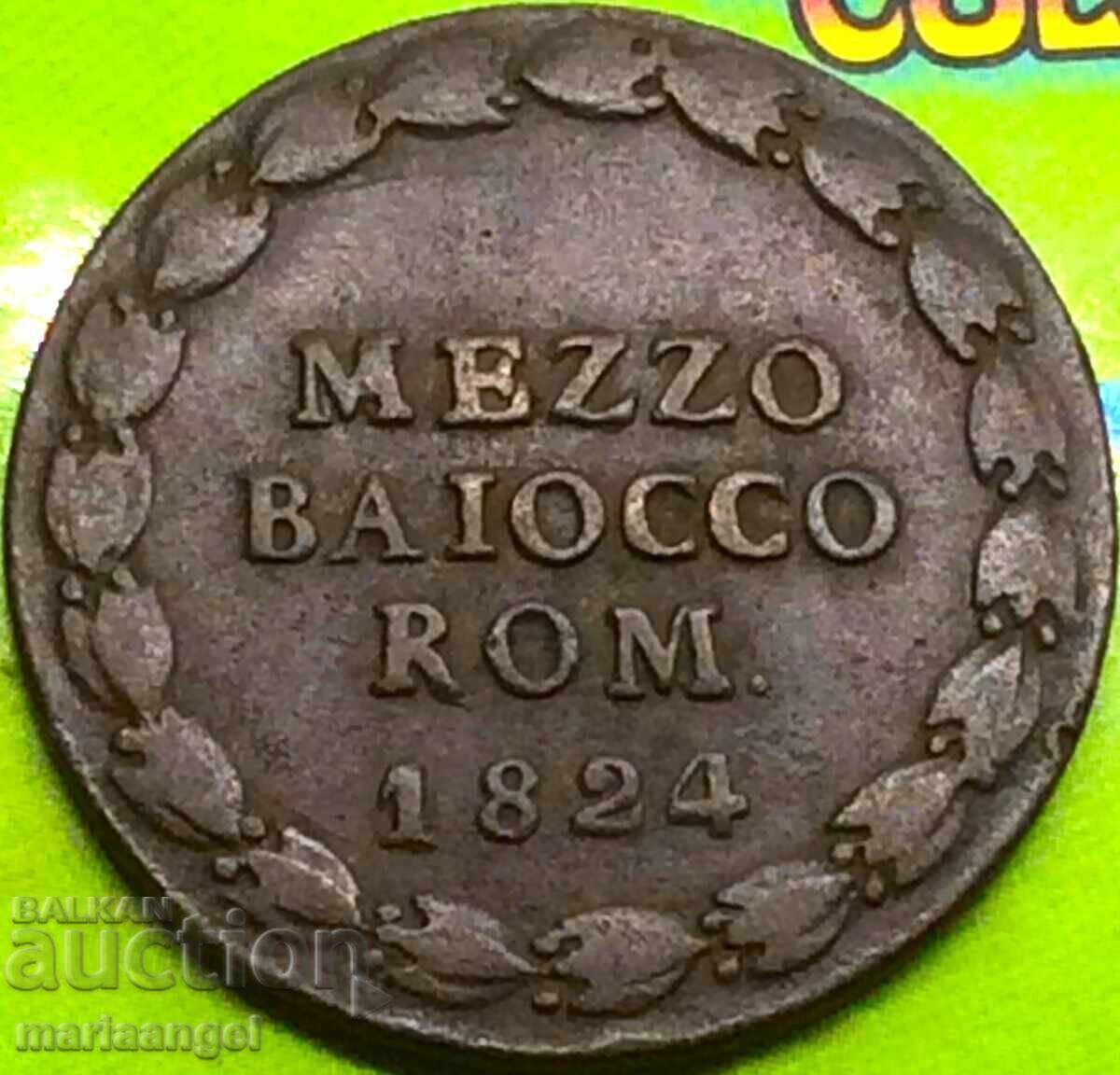 Auction Vatican 1824 Mezzo Baiocco Leo XII 1823-1829 Rome - row Auction Vatican 1824 Mezzo Baiocco Leo XII 1823-1829 Rome - row