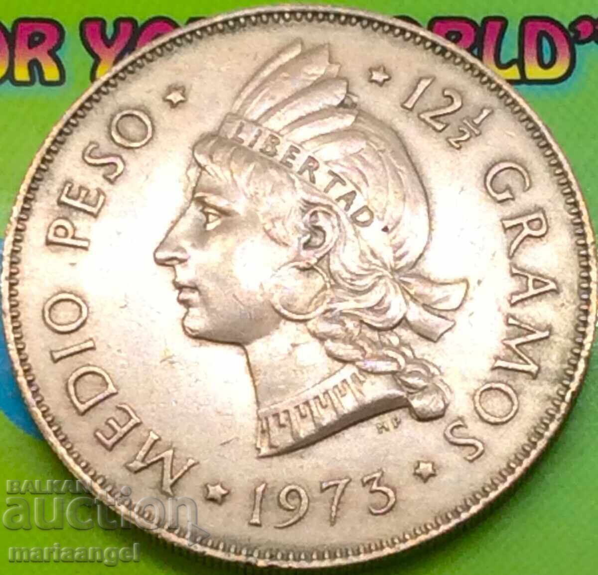 Licitație Republica Dominicană 1/2 peso 1973 30mm 12.5g argint