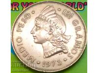 Republica Dominicană 1/2 peso 1973 30mm 12.5g argint