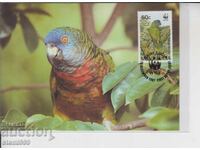 Carte poștală maximă PĂSĂRI PAPAGALI WWF
