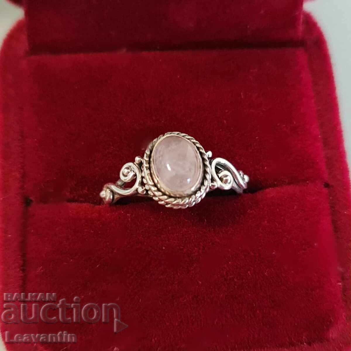 Inel de argint cu cuarț roz - 6