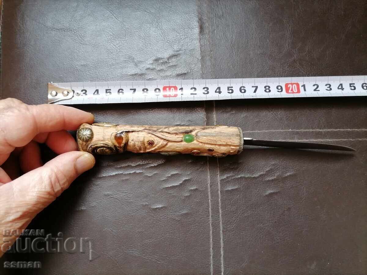 нож с резбована дръжка с камъни-1 - 5