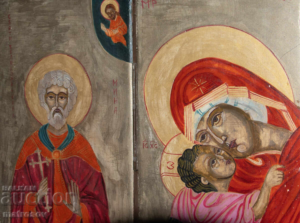 Доставка на Диптих икона Свети Мина, Света Богородица с Младенеца Доставка на Диптих икона Свети Мина, Света Богородица с Младенеца