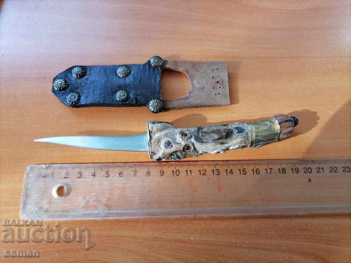 Old knife with carved handle, bronze, stones with price € 15.00 | 29.34 BGN
