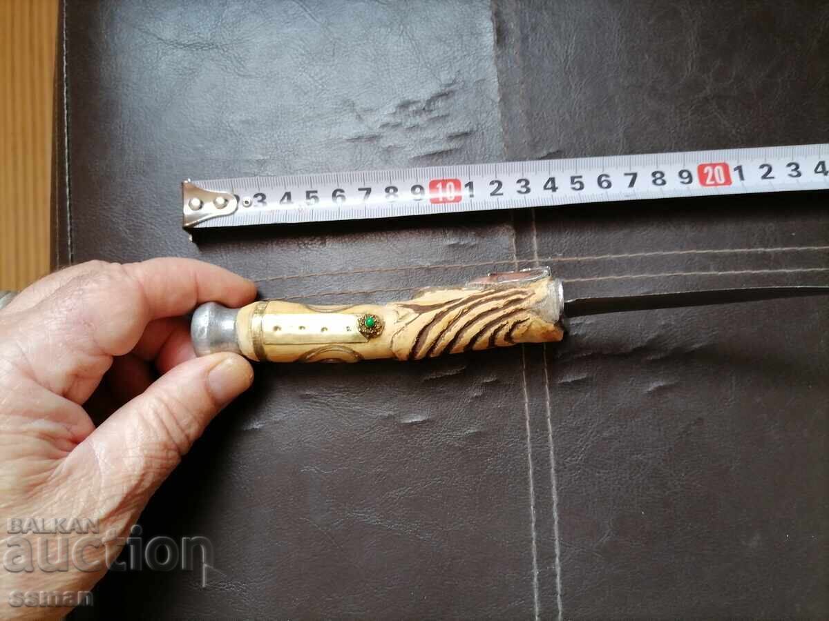 Delivery of Old knife with carved handle, horse head, bronze, stones