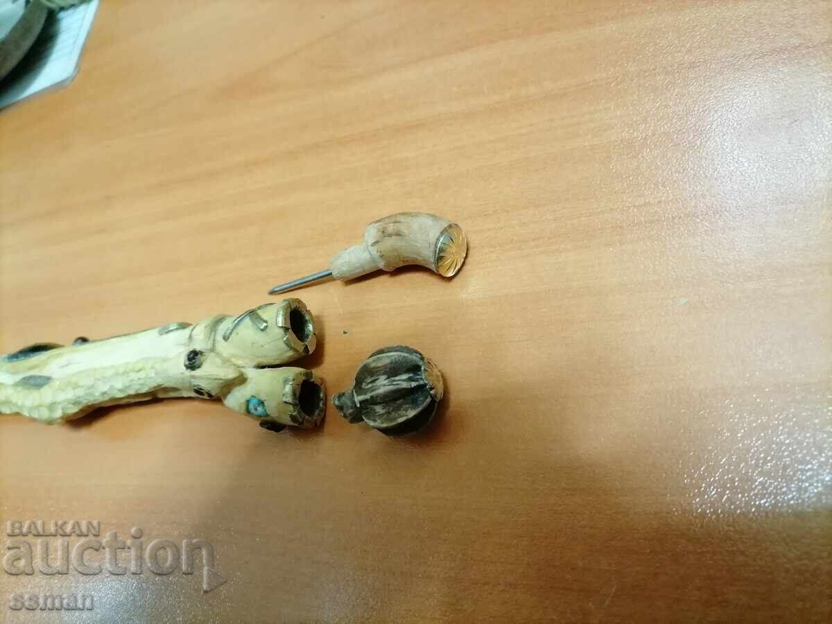 Παλαιό μαχαίρι με σκαλιστή λαβή μπρούντζος πέτρες - 3 - 5