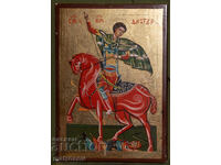 Sfântul Dimitrie, icoană pictată manual, tempera, aurire