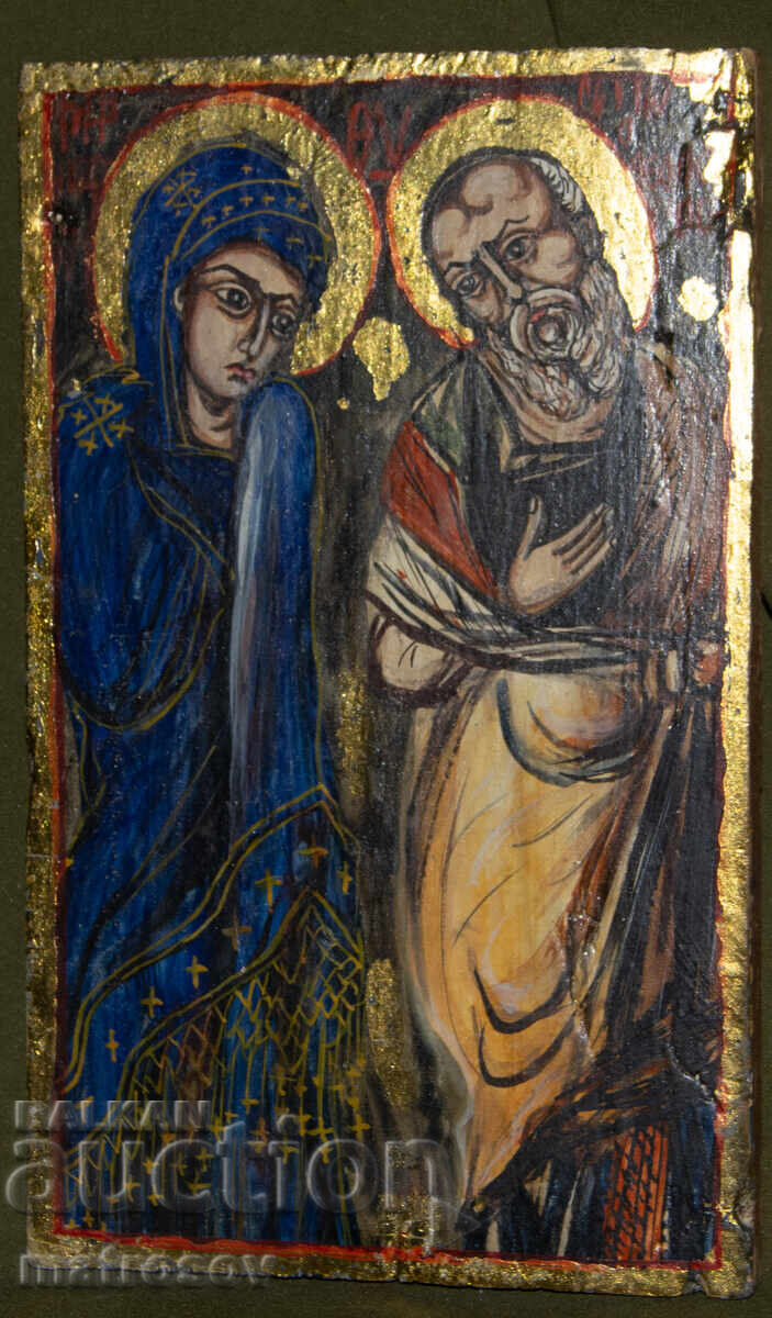 Icon, tempera, gold leaf, Holy Mother with the Child, St. Joseph with price 200.00 BGN | € 102.26