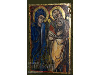 Icoană, tempera, varac, Sf. Fecioară cu Pruncul, Sf. Iosif