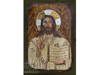 Iisus Hristos, icoană pictată manual, culori tempera