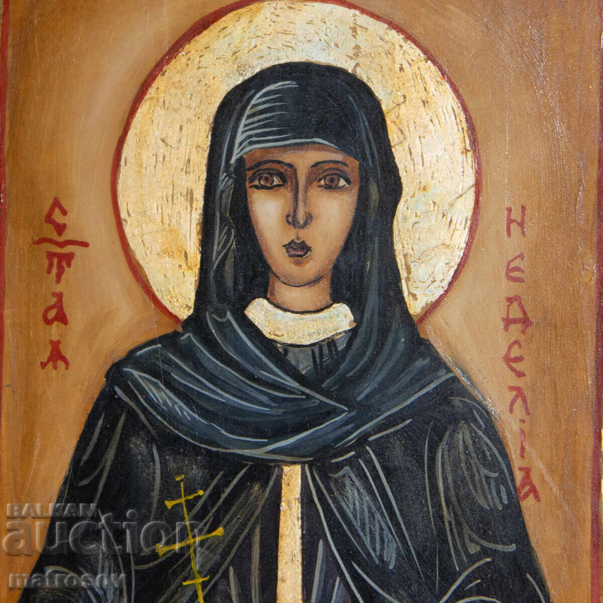 Delivery of St. Nedelya, hand-painted icon, tempera paints