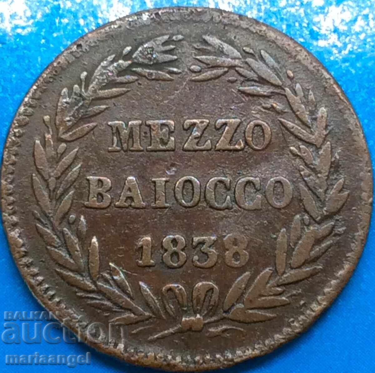 meco 1/2 bayoko 1838 Vatican Rome Gregory XVI 24mm bronze - 5