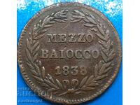 meco 1/2 bayoko 1838 Vatican Roma Grigore al XVI-lea 24mm bronz