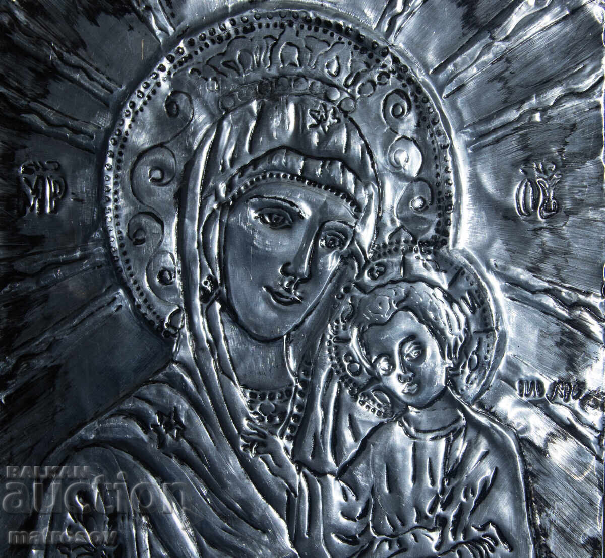 Delivery of Metal icon, bas-relief, Holy Virgin Mary and the Infant