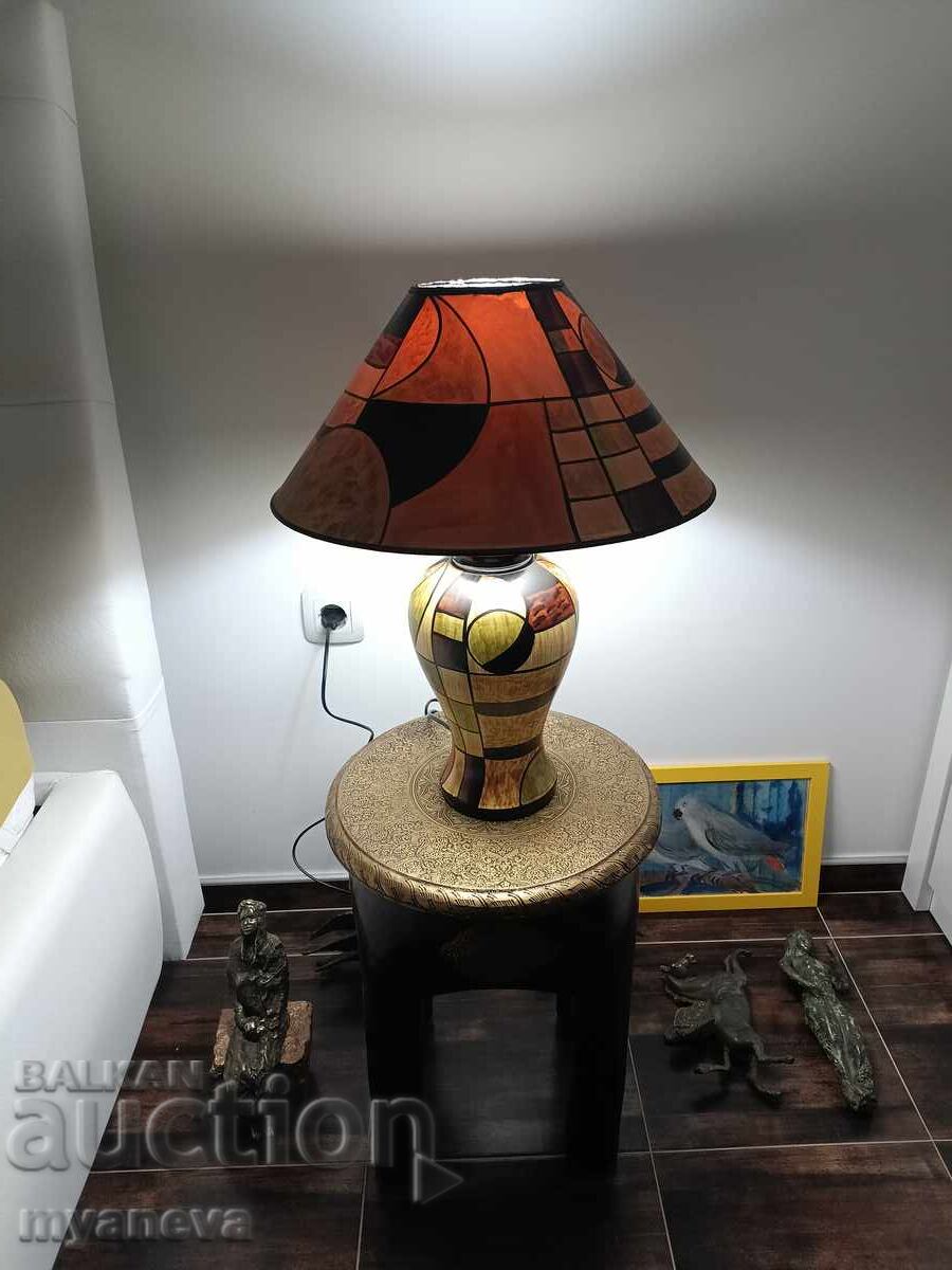 Vintage, table lamp with abstract art design - 5