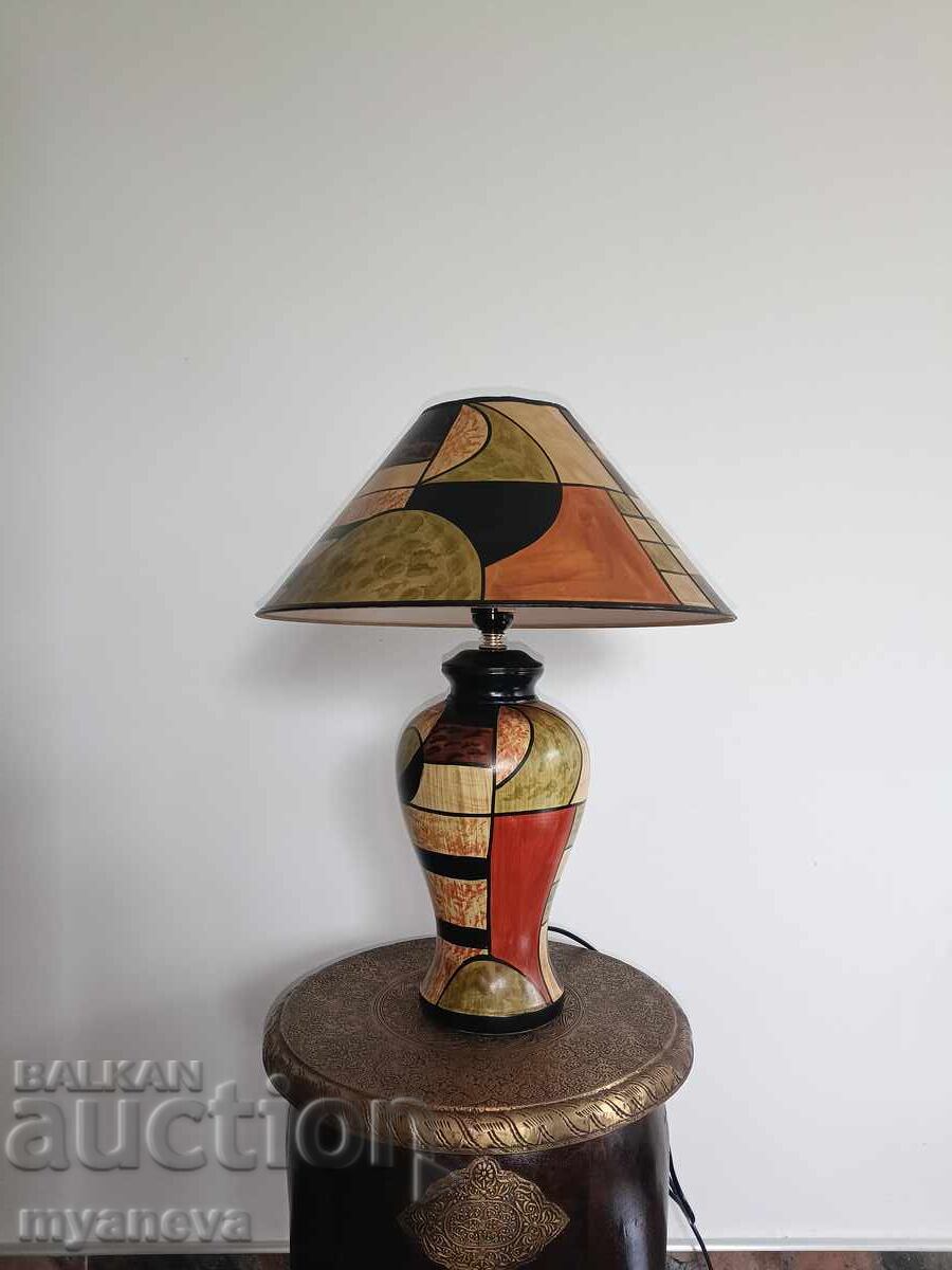 Vintage, table lamp with abstract art design - 6