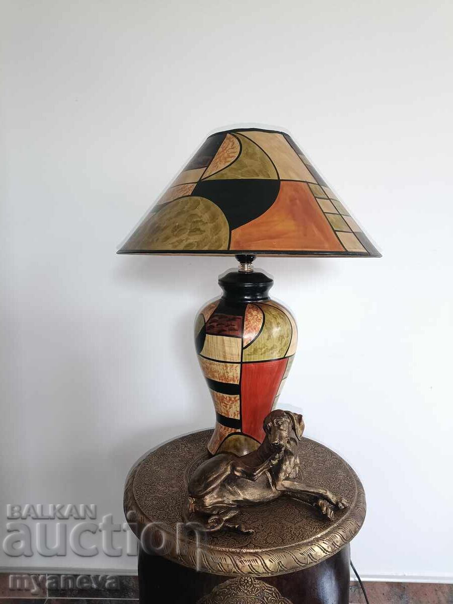 Vintage, table lamp with abstract art design - 7