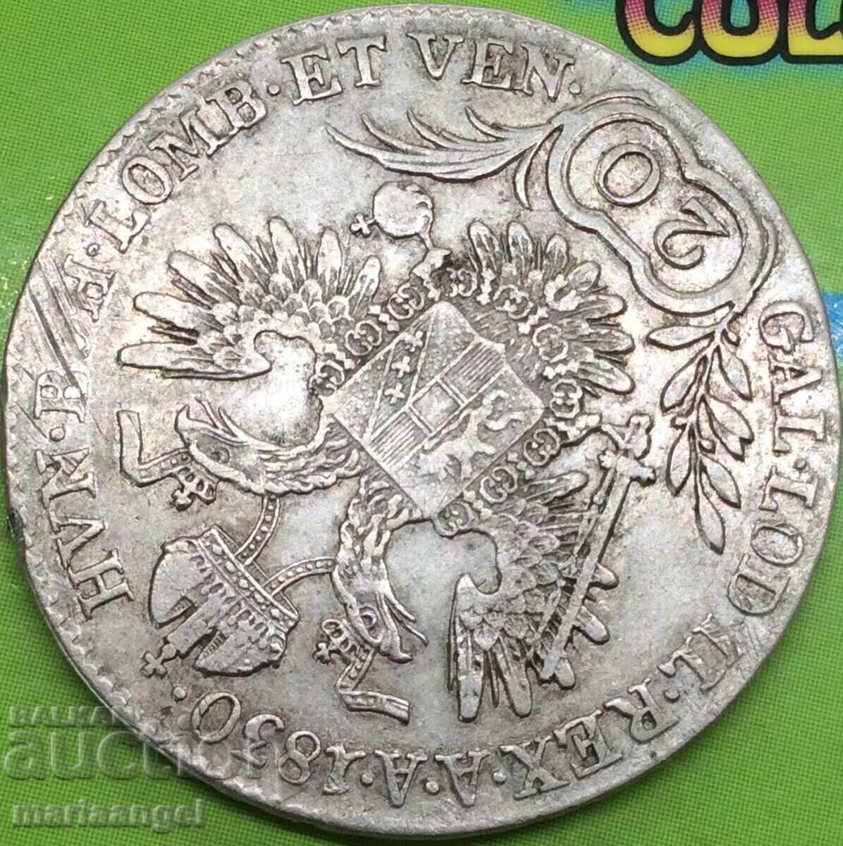 Auction  20 Kreuzer 1830 Austria A - Vienna silver - rare