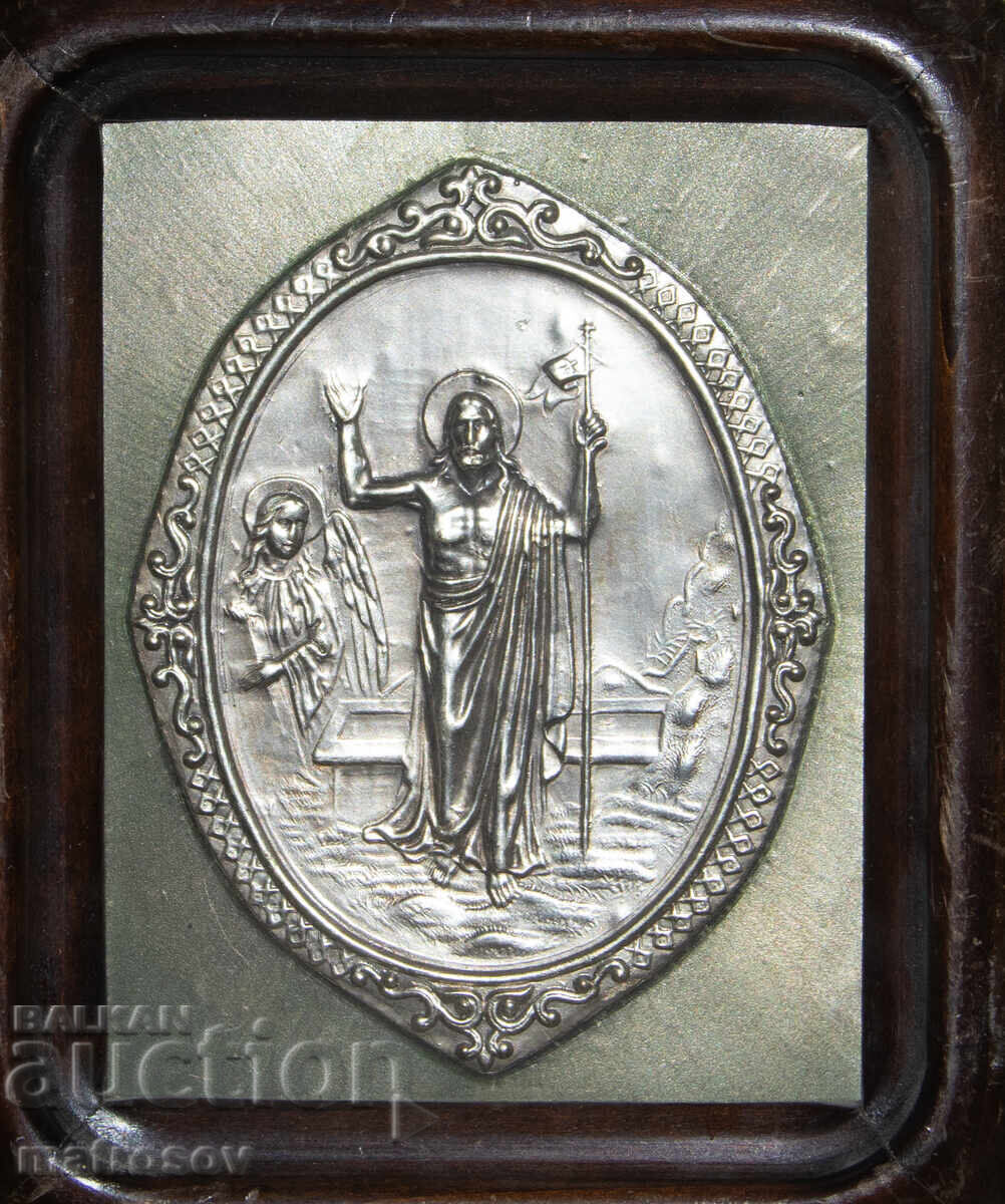 Ръчно изработена метална икона, барелеф, Възкресение с цена 200.00 лв. | € 102.26