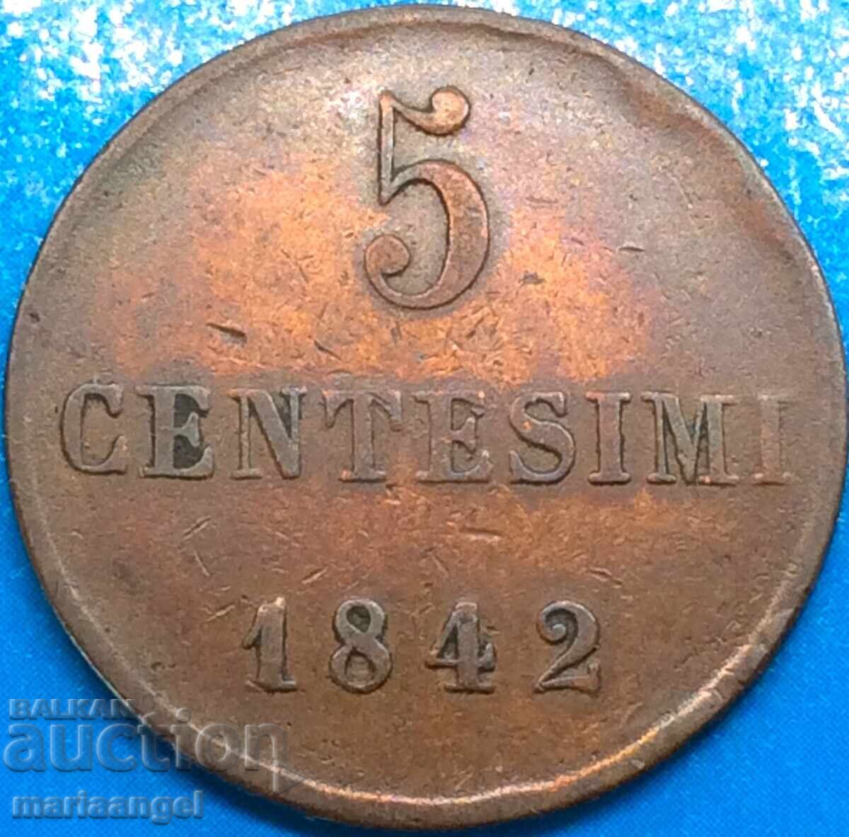 Παράδοση 5 centesimi 1842 Ιταλία Σαρδηνία τύπου «4 κεφάλια» σπάνιο