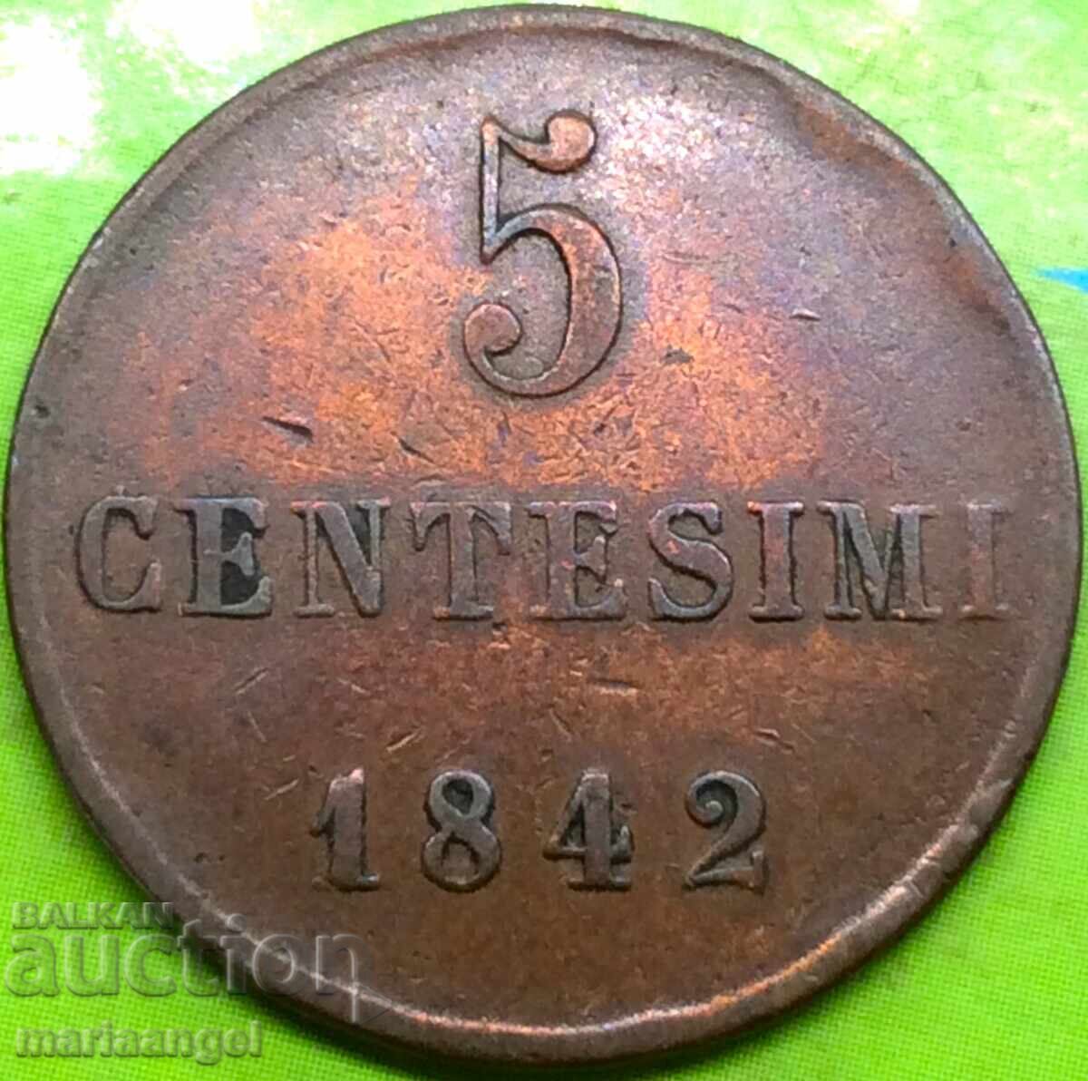 5 centesimi 1842 Ιταλία Σαρδηνία τύπου «4 κεφάλια» σπάνιο - 6