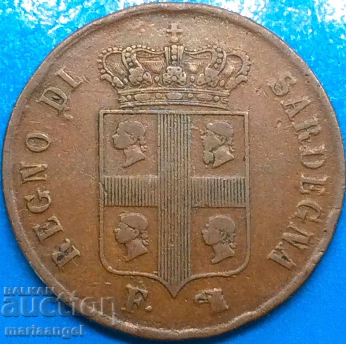 5 centesimi 1842 Ιταλία Σαρδηνία τύπου «4 κεφάλια» σπάνιο - 7