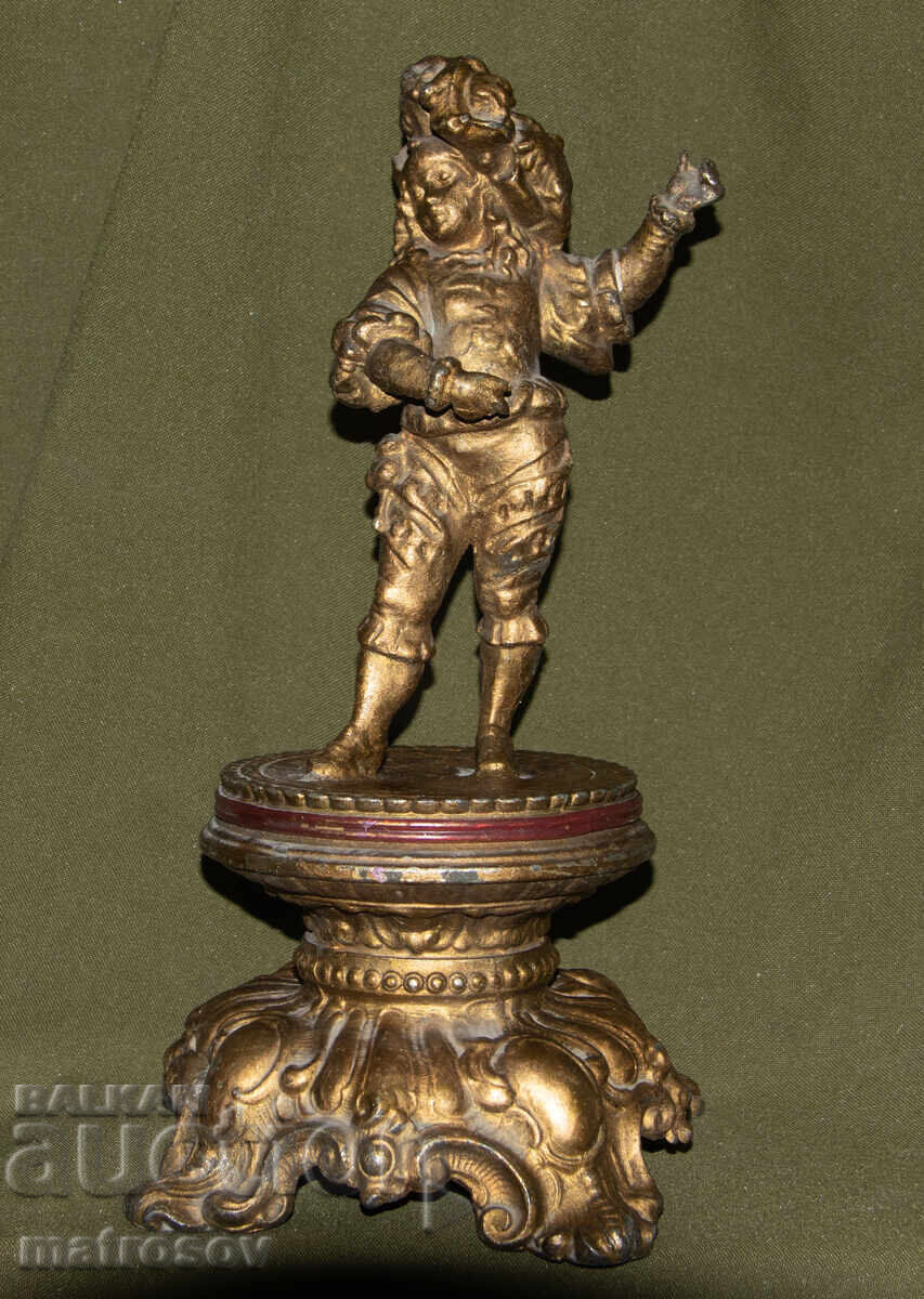 Statuetă decorativă veche din metal, figură de bărbat